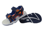 Duncan Boys Double Touch Strap Sports Sandals Shoes Navy Blue