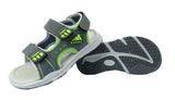 Duncan Boys Double Touch Strap Sports Sandals Shoes Electric Green Grey