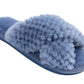 Nora Ladies Cross Over Furry Mules slippers Indigo