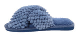 Nora Ladies Cross Over Furry Mules slippers Indigo