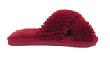 Nora Ladies Cross Over Furry Mules slippers Maroon