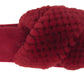 Nora Ladies Cross Over Furry Mules slippers Maroon