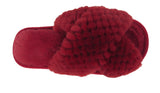 Nora Ladies Cross Over Furry Mules slippers Maroon