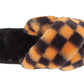 Angela Ladies Checkered print Faux Fur Slippers Yellow