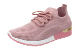 Dorothy Ladies Sock Knit Lace Up Comfort Trainers Pink