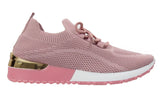 Dorothy Ladies Sock Knit Lace Up Comfort Trainers Pink