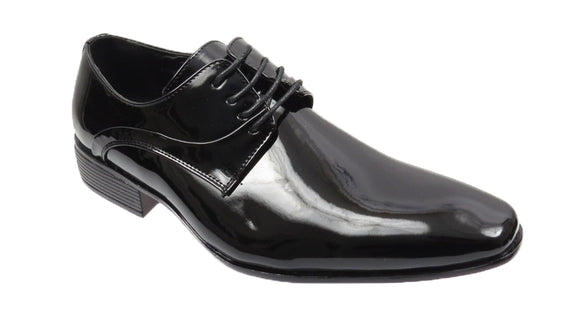 William Mens Pointed Toe Lace Up Patent Dress Formal Shoe