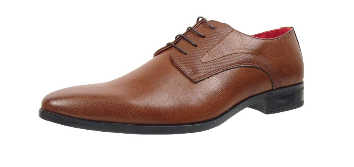 Charles Mens Formal Derby Faux Leather Dress Pointed Toe Shoes Brown