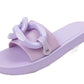 Momo Ladies Slip On Open Toe Chain Sliders Purple