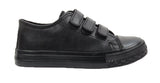 James Kids Triple Strap Low Top Faux Leather Trainers Black