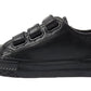 James Kids Triple Strap Low Top Faux Leather Trainers Black
