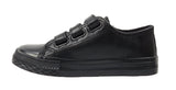 James Kids Triple Strap Low Top Faux Leather Trainers Black