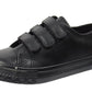 James Kids Triple Strap Low Top Faux Leather Trainers Black