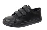 James Kids Triple Strap Low Top Faux Leather Trainers Black