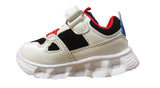 Bernie Kids Light Up LED Touch Strap Trainers White / Red