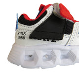 Bernie Kids Light Up LED Touch Strap Trainers White / Red