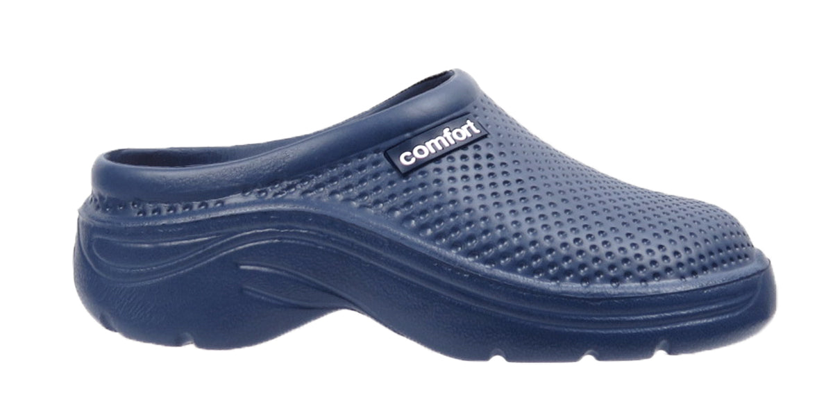 Ladies Comfort Slip On Garden Clogs Sandals Navy Blue