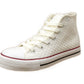 Zya Ladies High Top Canvas Lace Up Trainers Weave White