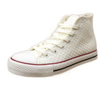 Zya Ladies High Top Canvas Lace Up Trainers Weave White