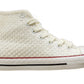 Zya Ladies High Top Canvas Lace Up Trainers Weave White