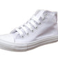 Zya Ladies High Top Canvas Lace Up Trainers Plain White