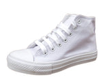 Zya Ladies High Top Canvas Lace Up Trainers Plain White