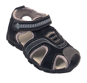 Blake Contrast Boys Sports Touch Strap Fashion Contrast Sandals Black Grey