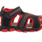 Blake Contrast Boys Sports Touch Strap Fashion Contrast Sandals Black Red