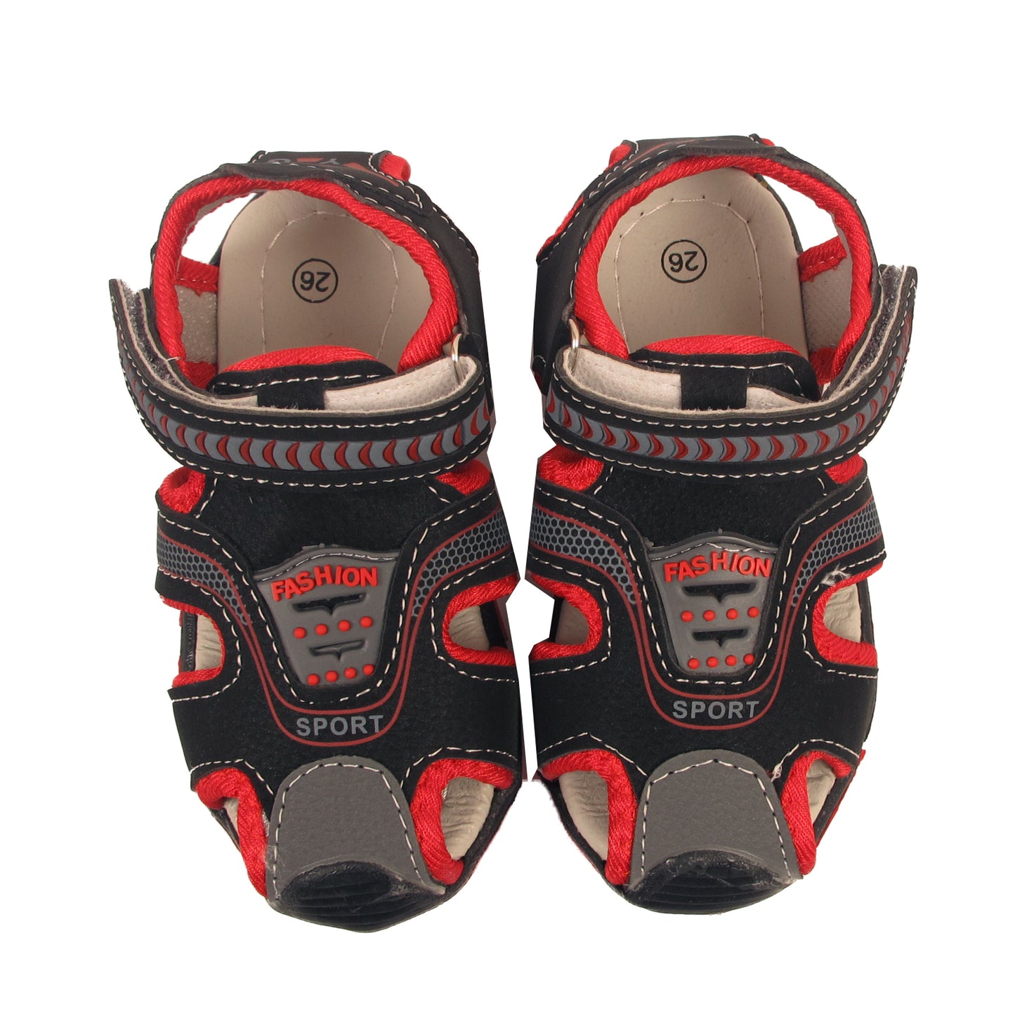 Blake Contrast Boys Sports Touch Strap Fashion Contrast Sandals Black Red