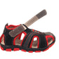 Blake Contrast Boys Sports Touch Strap Fashion Contrast Sandals Black Red