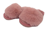 Benny Girls Open Toe Sliders Fur Sandals Slippers Skin Red