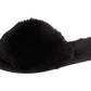 Benny Girls Open Toe Sliders Fur Sandals Slippers Black