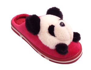 Panda Ladies 3d Novelty Fleece Lined Slippers fuchsia