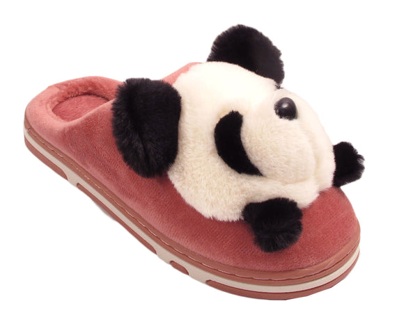 Panda Ladies 3d Novelty Fleece Lined Slippers Skin Red