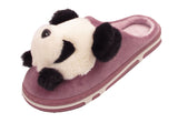 Panda Ladies 3d Novelty Fleece Lined Slippers Purple