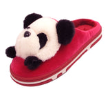 Panda Ladies 3d Novelty Fleece Lined Slippers fuchsia