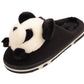 Panda Ladies 3d Novelty Fleece Lined Slippers Black