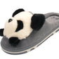 Panda Ladies 3d Novelty Fleece Lined Slippers Grey