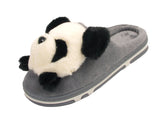 Panda Ladies 3d Novelty Fleece Lined Slippers Grey