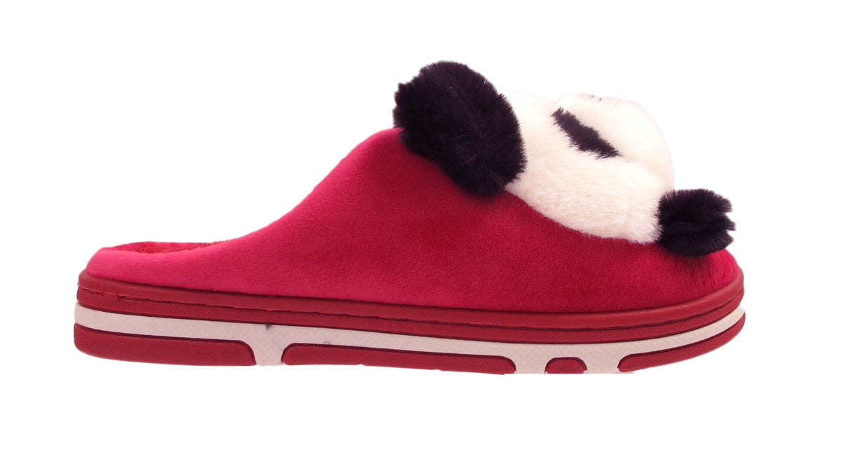 Panda Ladies 3d Novelty Fleece Lined Slippers fuchsia