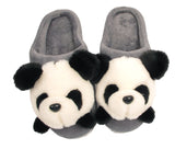 Panda Ladies 3d Novelty Fleece Lined Slippers Grey