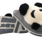 Panda Ladies 3d Novelty Fleece Lined Slippers Grey