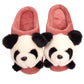 Panda Ladies 3d Novelty Fleece Lined Slippers Skin Red