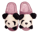 Panda Ladies 3d Novelty Fleece Lined Slippers Purple