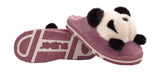 Panda Ladies 3d Novelty Fleece Lined Slippers Purple