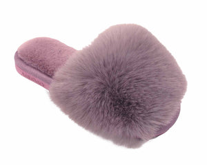 Benny Girls Open Toe Sliders Fur Sandals Slippers Lilac Purple