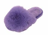 Benny Girls Open Toe Sliders Fur Sandals Slippers Purple