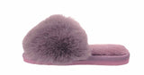 Benny Girls Open Toe Sliders Fur Sandals Slippers Lilac Purple