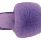 Benny Girls Open Toe Sliders Fur Sandals Slippers Purple