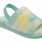 Isis Girls Open Toe Slingback Kids Fur Sandals Slippers Green